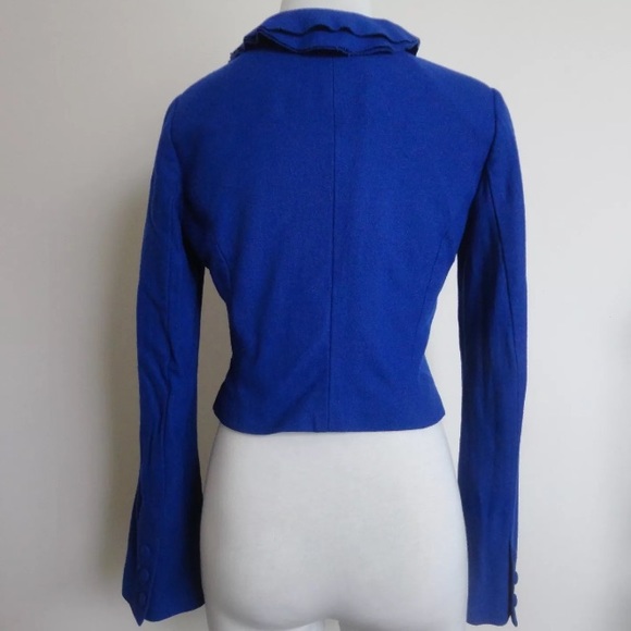 RONI Ruffle Cropped Wool Cardigan Sweater Blazer S - Picture 3 of 8